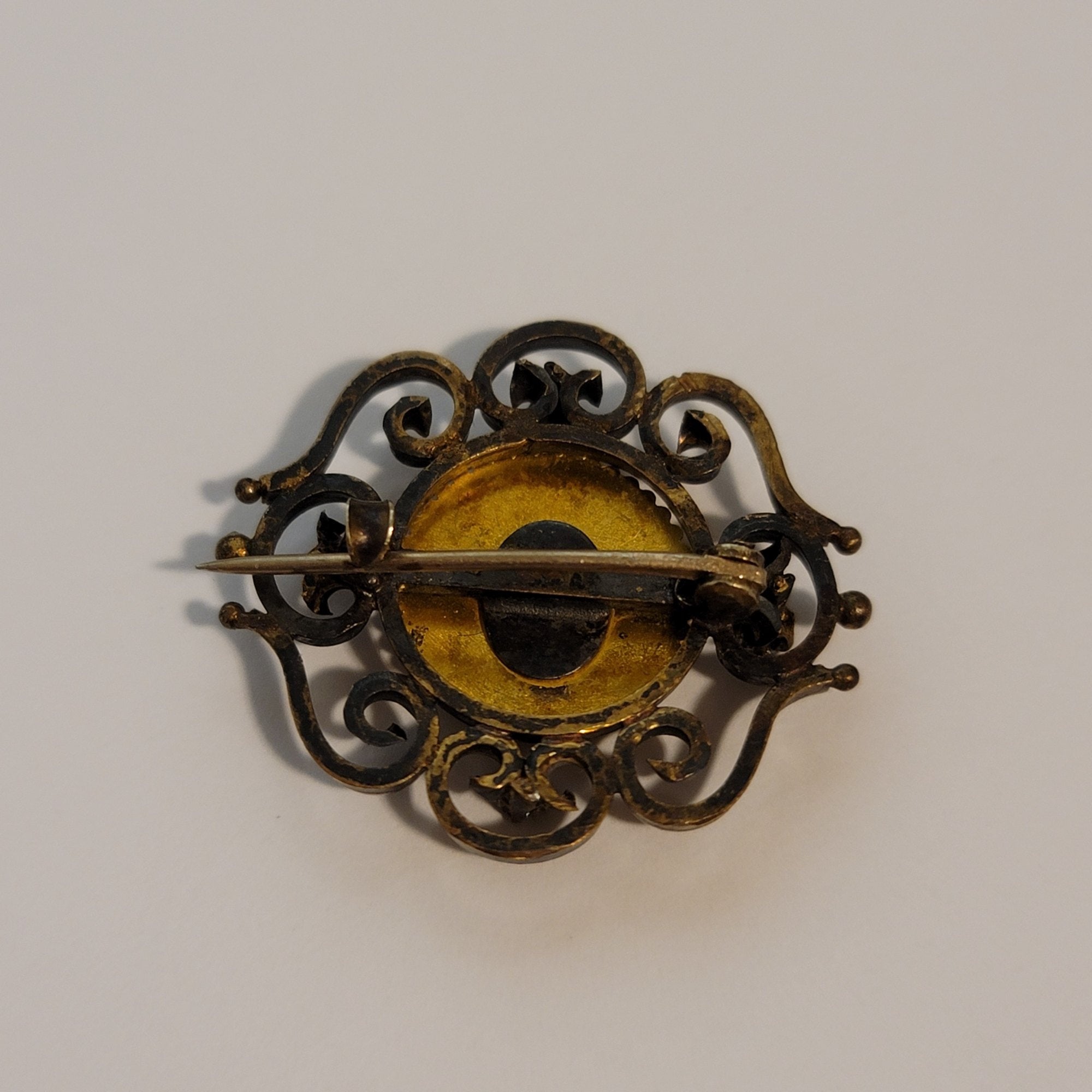Vintage Gold Tone Monogram Brooch