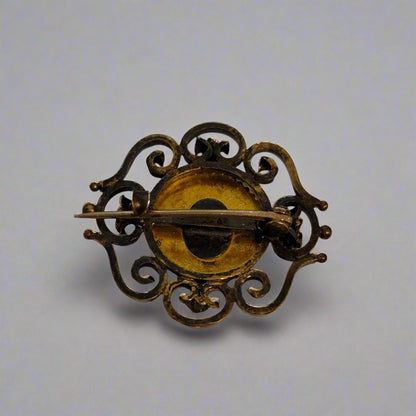 Vintage Gold Tone Monogram Brooch