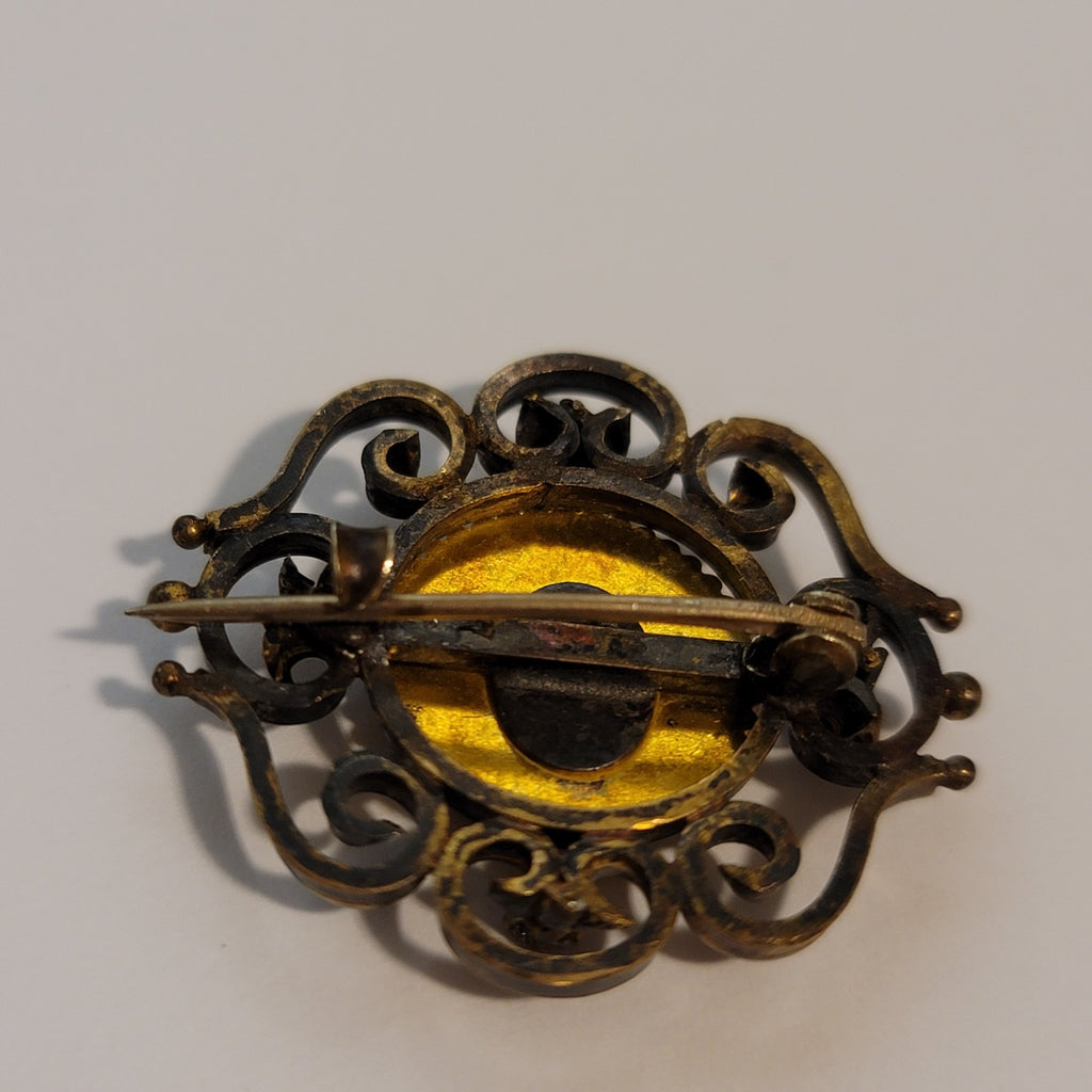Vintage Gold Tone Monogram Brooch