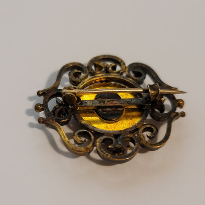 Vintage Gold Tone Monogram Brooch