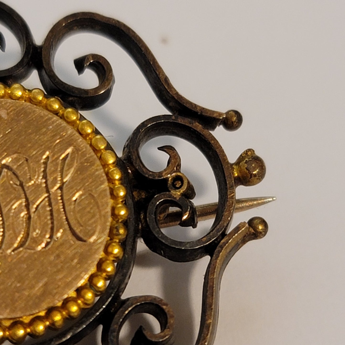 Vintage Gold Tone Monogram Brooch