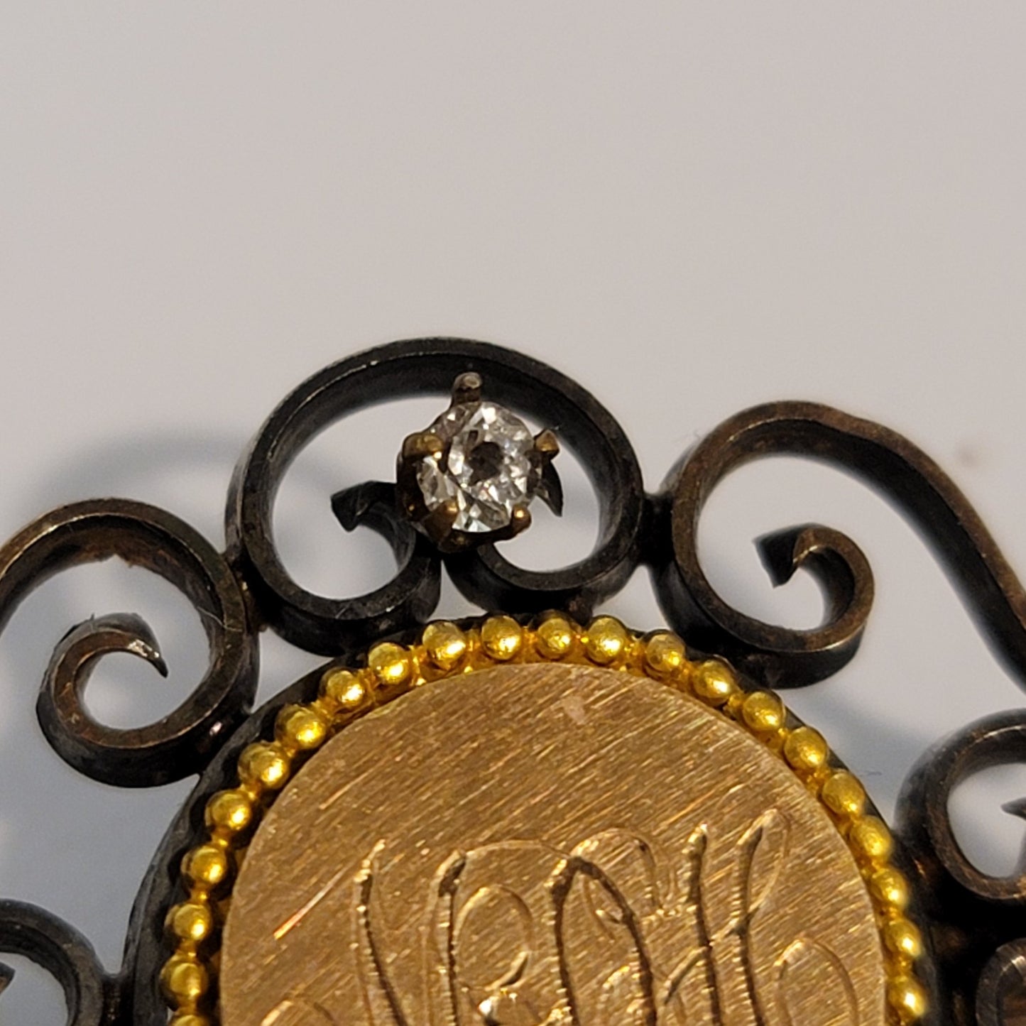 Vintage Gold Tone Monogram Brooch