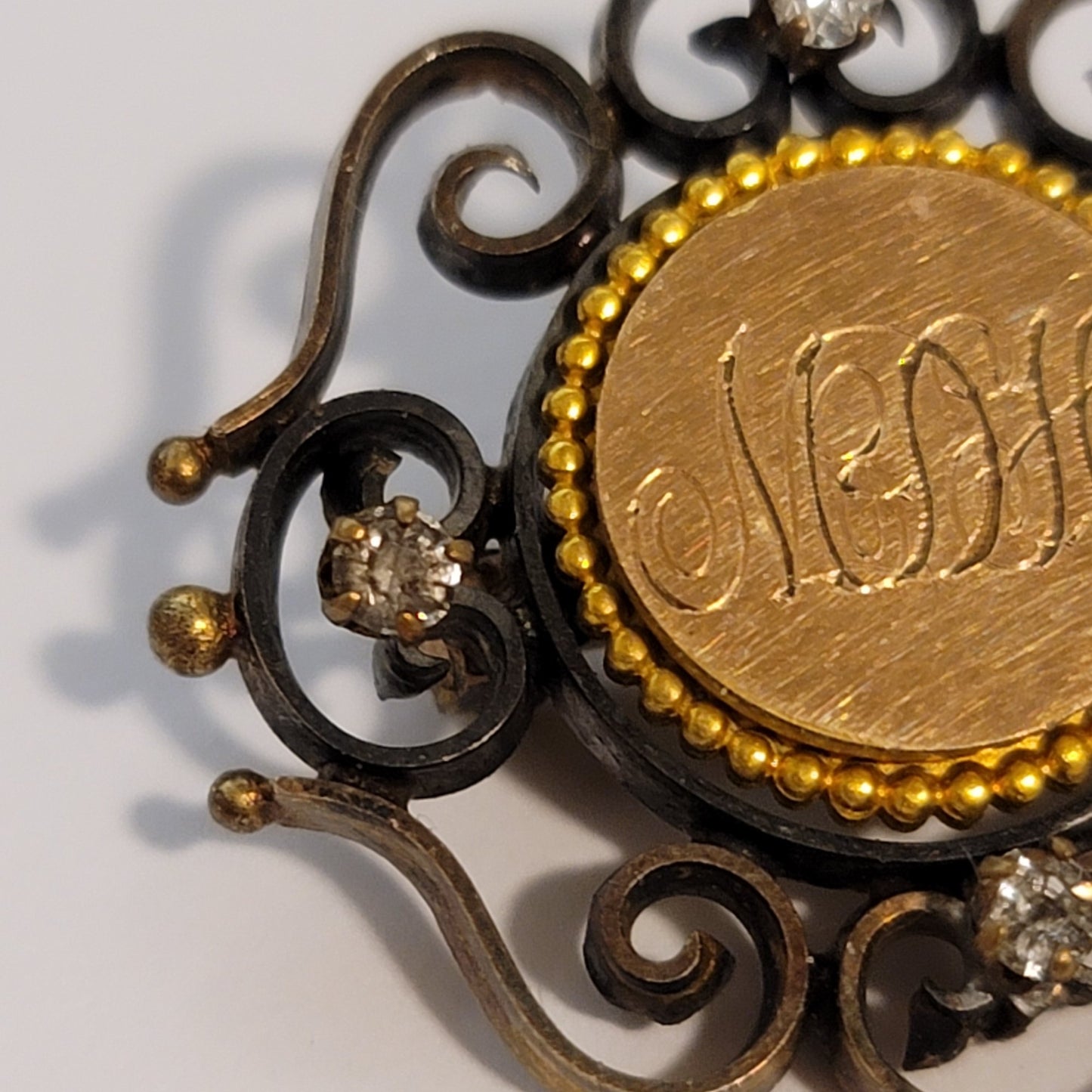 Vintage Gold Tone Monogram Brooch