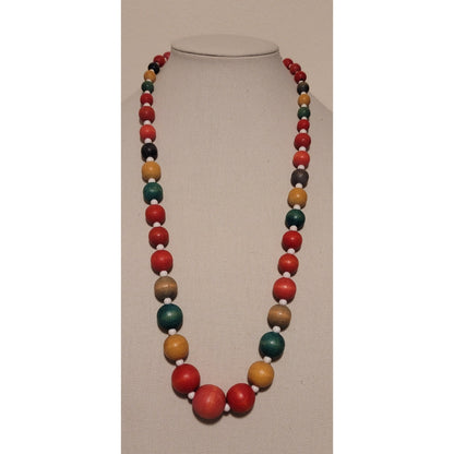 Vintage Graduated Wooden Bead Necklace