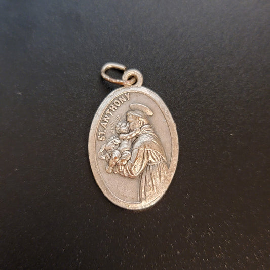 Vintage St. Anthony Padua Holy Relic Reliquary Medal Pendant