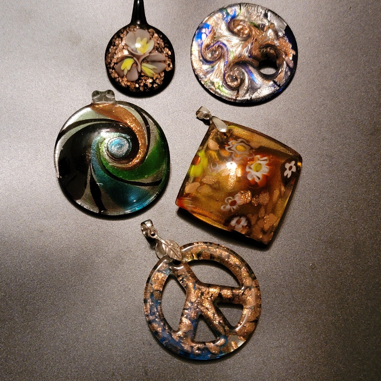 Lot of 5 Glass Pendants