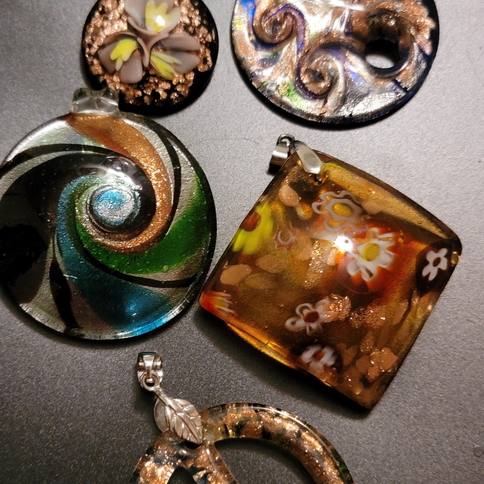 Lot of 5 Glass Pendants
