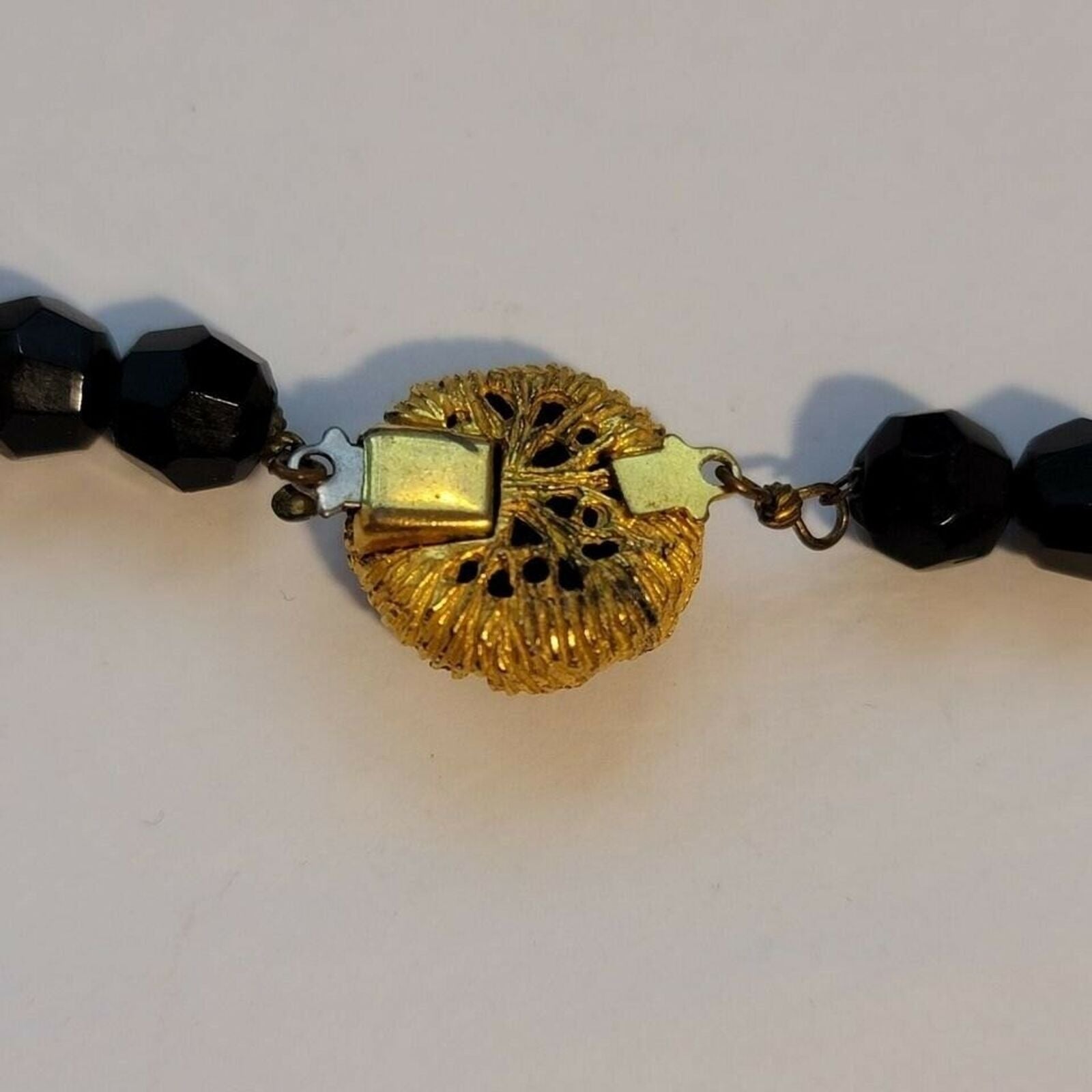 Vintage Jet Black Faceted Bead Necklace
