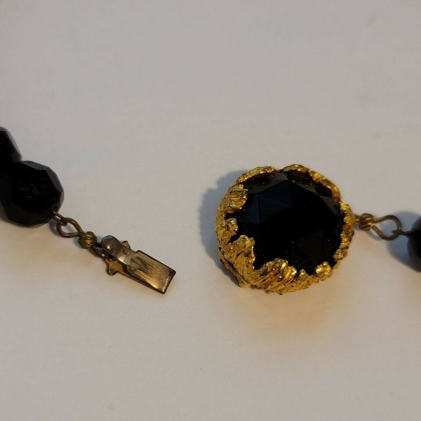 Vintage Jet Black Faceted Bead Necklace