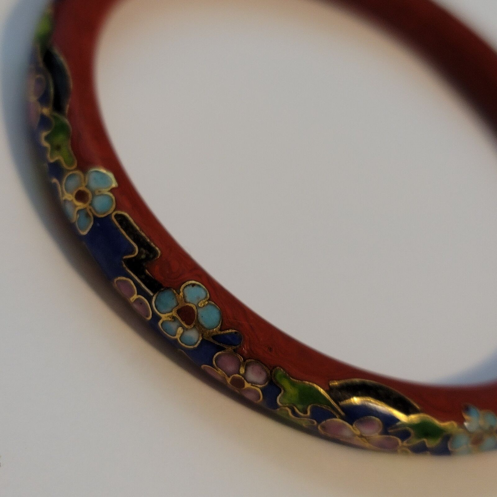 Vintage Red Cloisonné Bangle Bracelet
