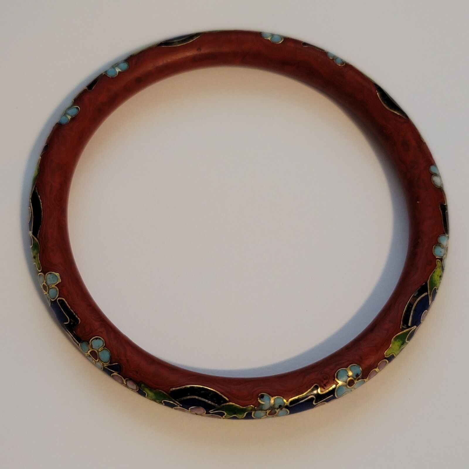 Vintage Red Cloisonné Bangle Bracelet