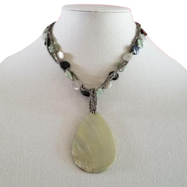 Beaded Tear-Drop Mother Of Pearl Necklace