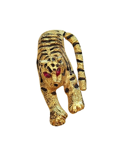 Gold Tone Red Eyed Tiger Brooch