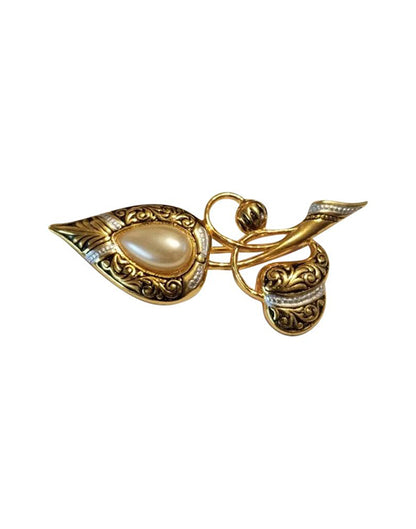 Vintage Toledoware Gold Tone Brooch