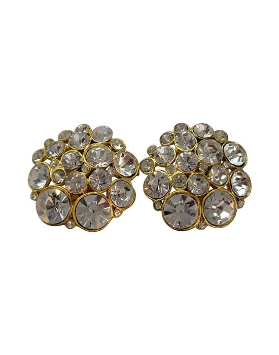 Unbranded Gold Tone Rhinestone Clip On Earrings
