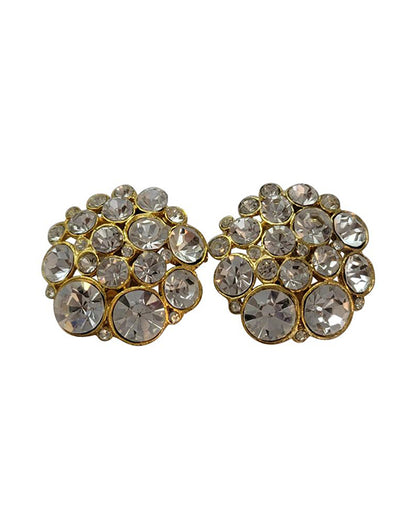 Unbranded Gold Tone Rhinestone Clip On Earrings