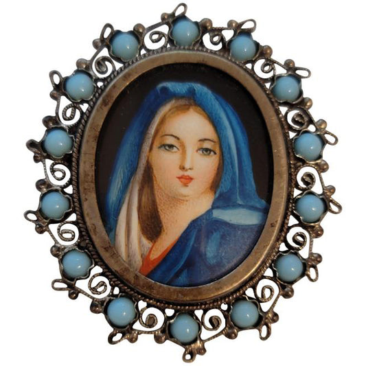 Vintage 800 Virgin Mary Mother of God Brooch